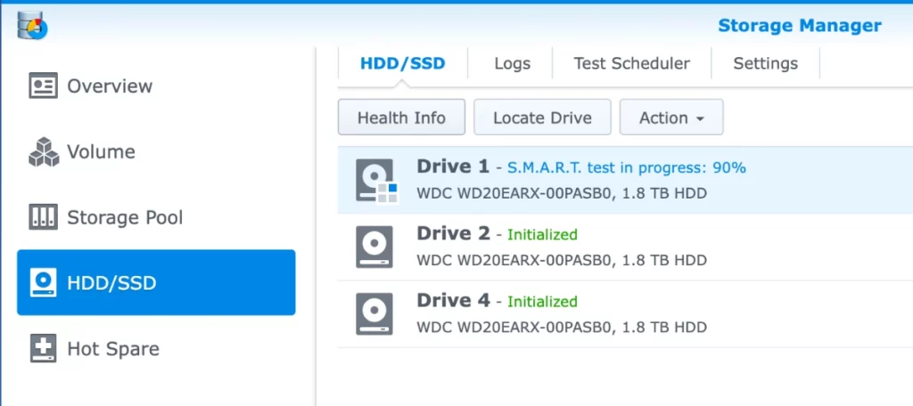 Synology S.M.A.R.T. 90%