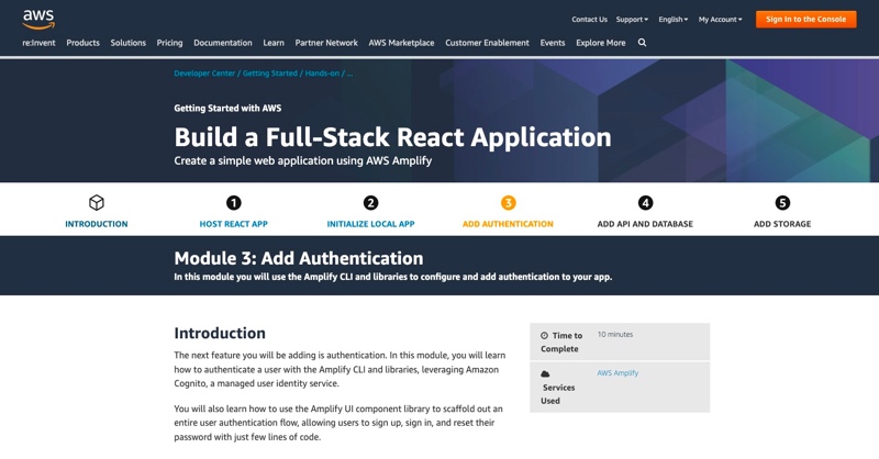 AWS Build a Full-Stack React Application Module 3